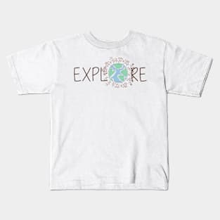 Explore Watercolor Globe Kids T-Shirt